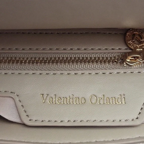 Valentino Orlandi Light Taupe Small Crossbody Purse Satchel Vegan Leather NEW - Picture 10 of 16